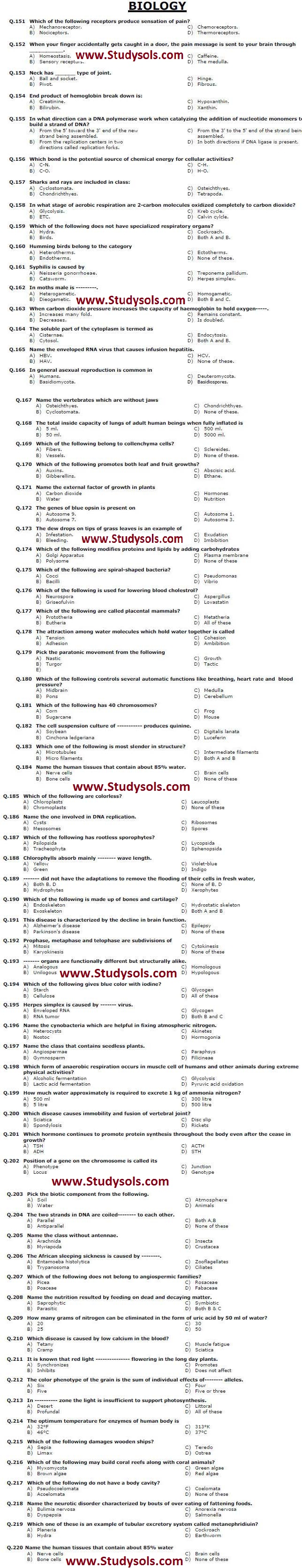MCAT Entry Test MCQ’s For the Medical SAMPLE BAO