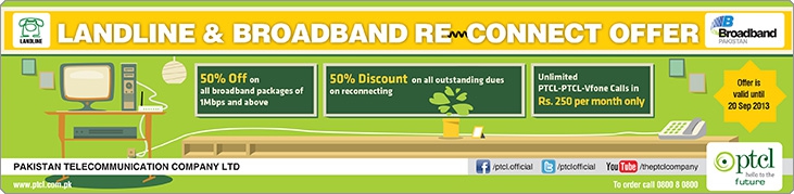 PTCL 50% discount with reconnect offer