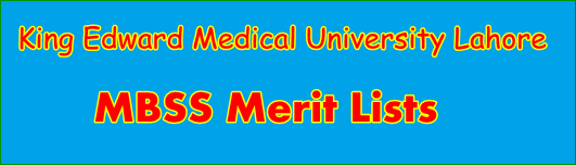 King Edward Medical University Lahore Admission Merit Lists MBBS