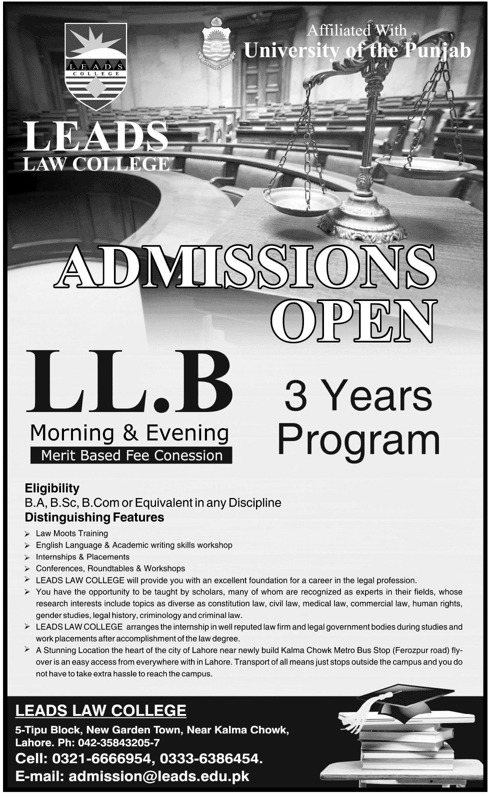 Leads Law College LLB Admission 2016-17