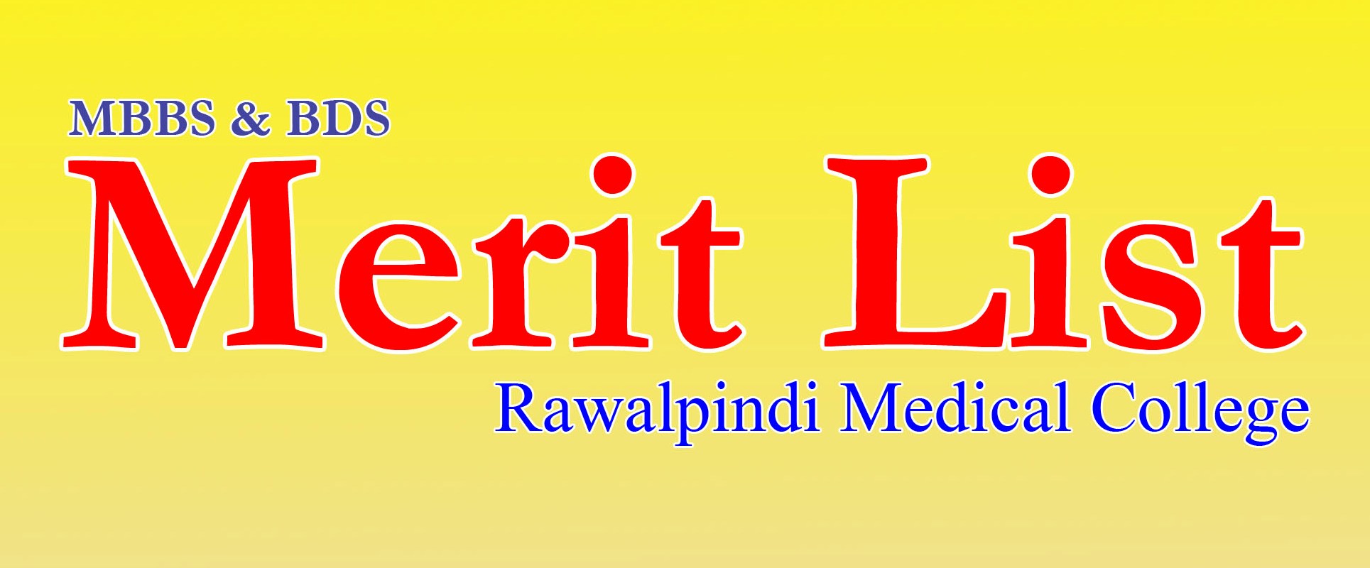Rawalpindi Medical College RMC Merit List