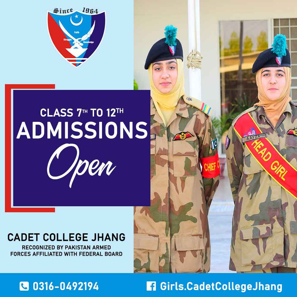 Cadet College Jhang 1st year Admission