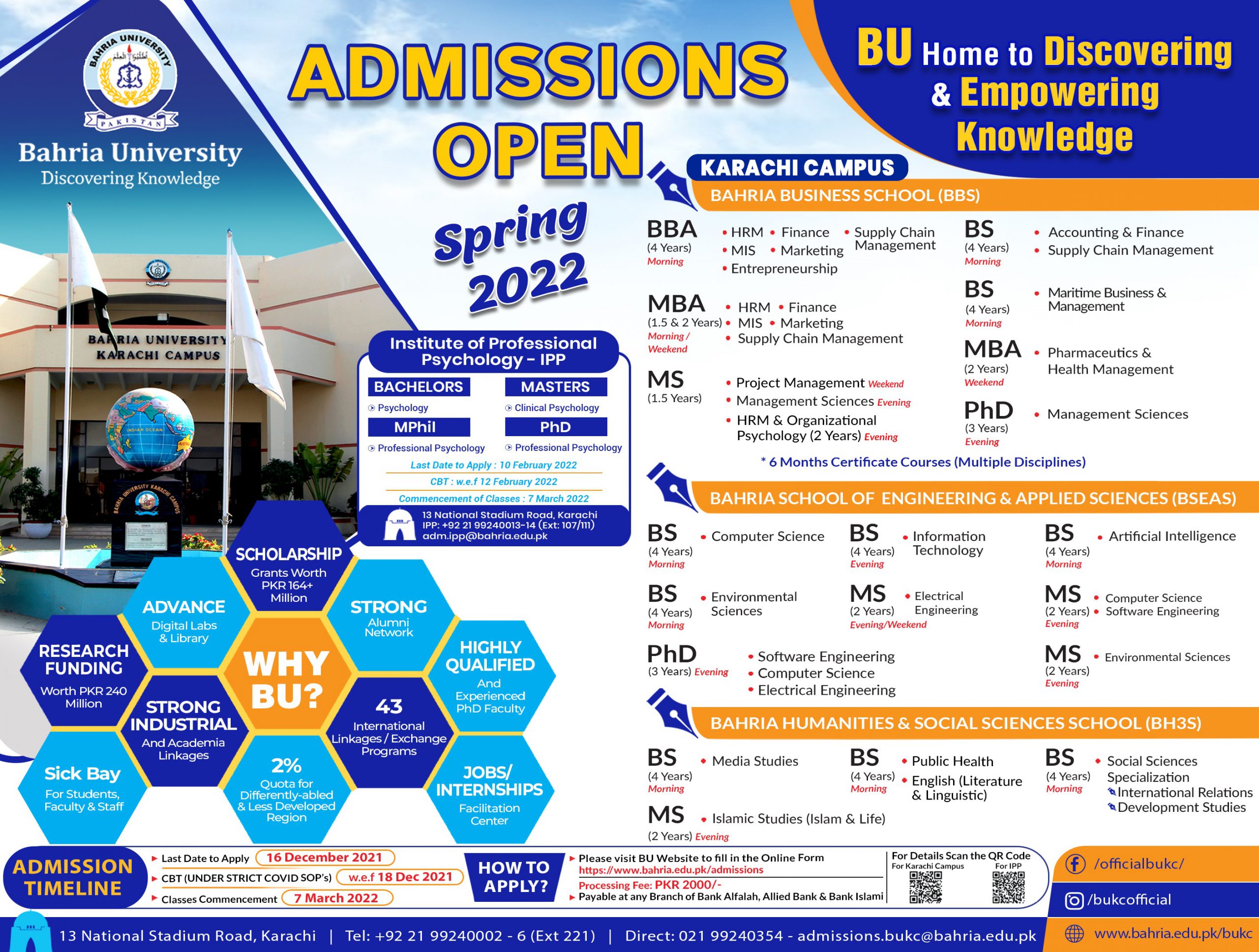 Bahria University Karachi Spring Admission 2022