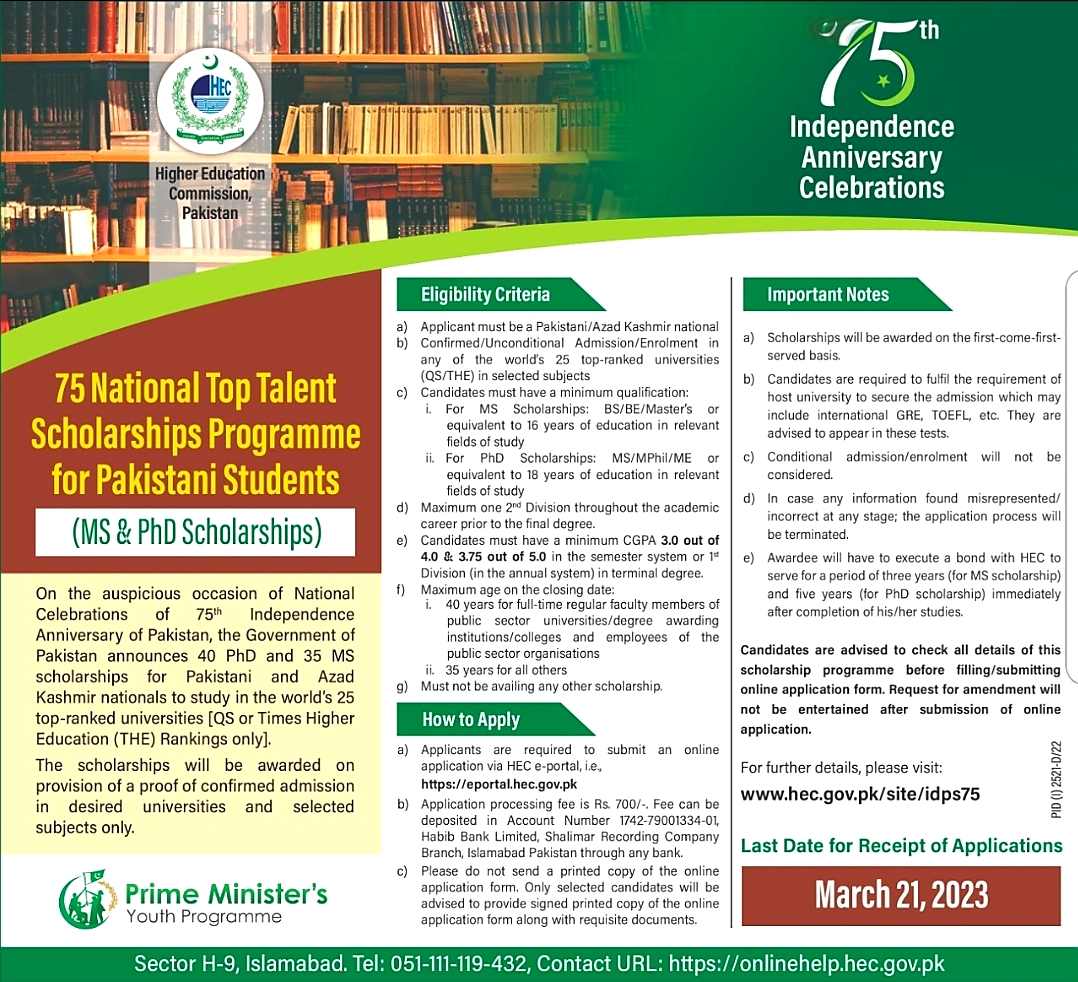 PHD Scholarships 2023 for Pakistani Students