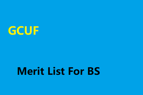 GCUF Merit List For BS Pdf