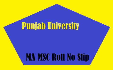 Punjab University MA MSC Roll No Slip