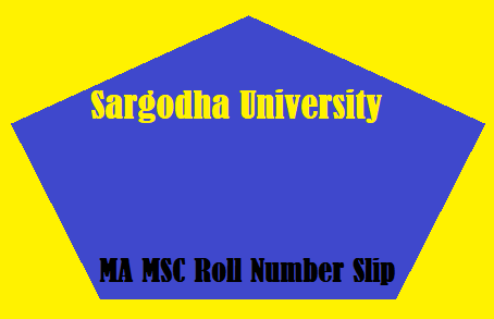 Sargodha University MA MSC Roll Number Slip