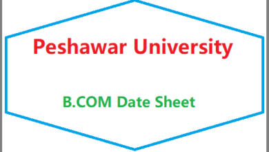 Peshawar University B.COM Date Sheet