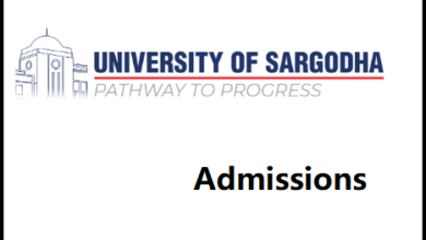 University Of Sargodha Admission DPT, DHND, DMLS, Pharm D