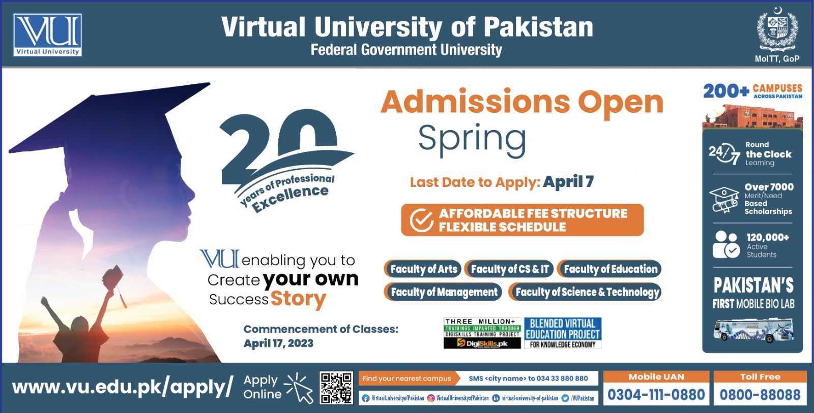 VU Spring Admission Apply Online