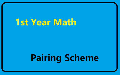 1st Year Math Pairing Scheme