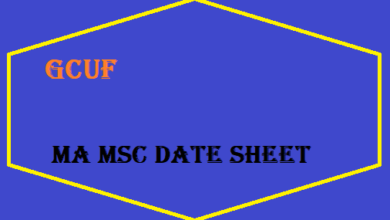GCUF MA MSC Date Sheet