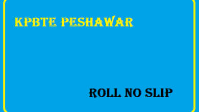 KPBTE Peshawar DAE DIT D.Com Roll No Slip
