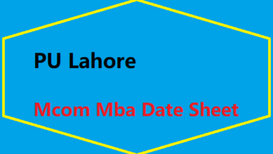 PU Lahore MCom MBA Date Sheet