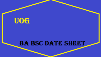 UOG BA BSC Date Sheet