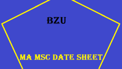 BZU Multan MA MSc Date Sheet