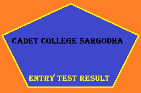 Cadet College Sargodha Entry Test Result