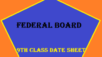 Federal Board 9th Class Date Sheet