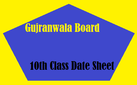 Gujranwala Board 10th Class Date Sheet