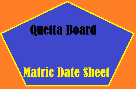 Quetta Board Matric Date Sheet