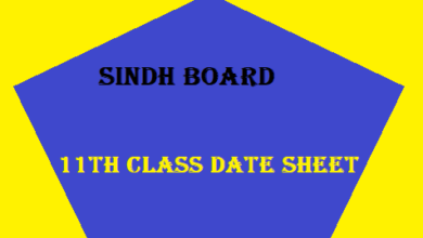 Sindh Board 11th Class Date Sheet