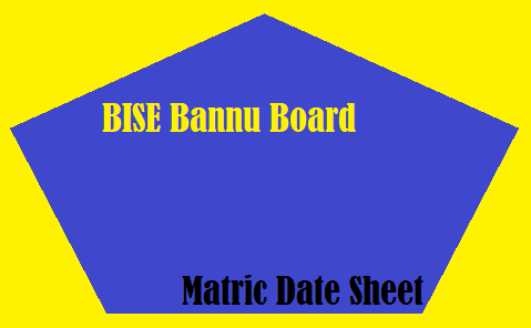 BISE Bannu Board Matric Date Sheet